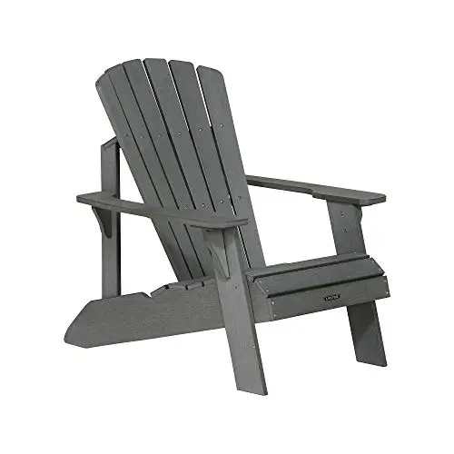 Lifetime Faux Wood Adirondack Chair – All-Weather Gray Outdoor Lounge Seat (Model 60204) 1