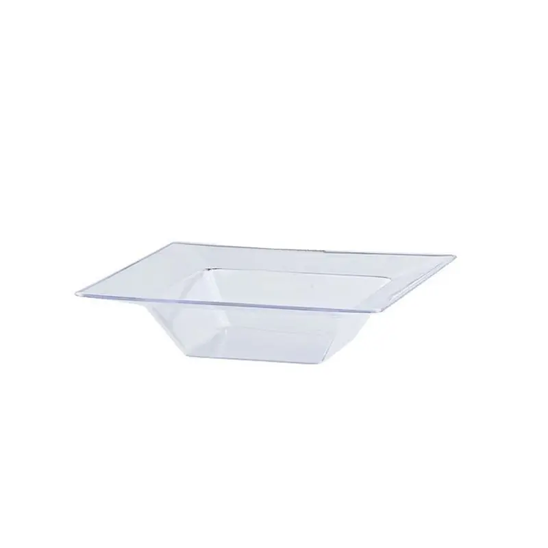 Lillian 5 Oz Clear Square Plastic Dinner Bowls 1