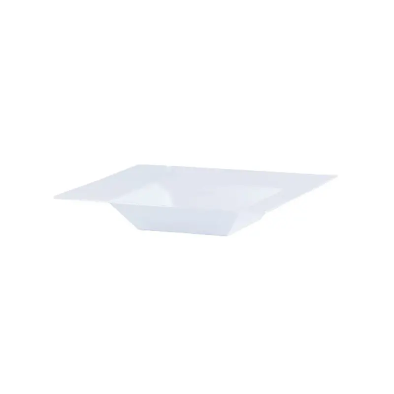 Lillian 5 Oz White Square Plastic Dinner Bowls 1