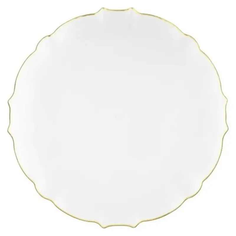 Luxe 10.25-Inch White Disposable Dinner Plates With Gold Rim — 10-Count Set 1