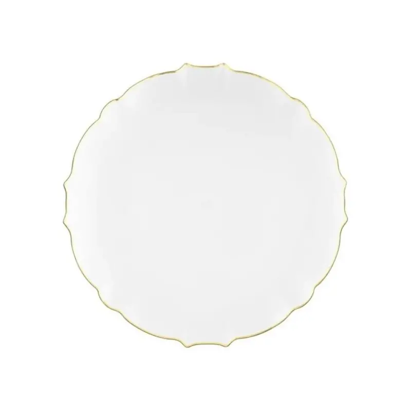 Luxe 7.5-Inch White Plastic Dessert Plates With Gold Rim — Heavyweight 10-Pack 1