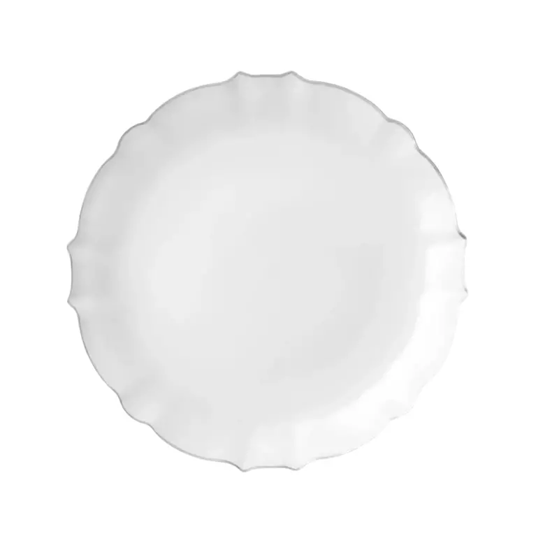 Luxe 7.5-Inch White Plastic Dessert Plates With Silver Rim — Heavy-Duty 10-Pack 1