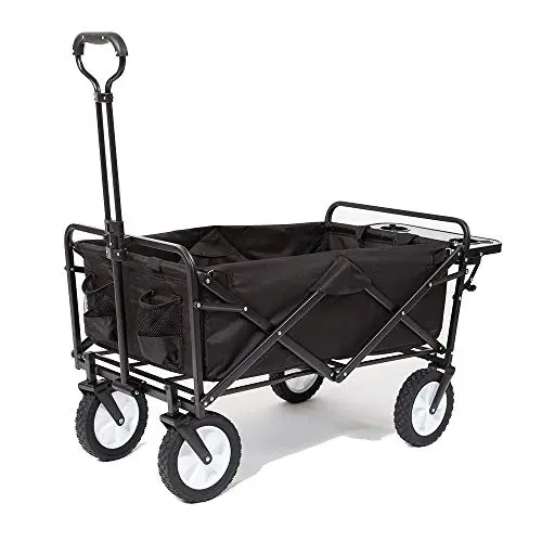 Mac Sports Black Collapsible Outdoor Utility Wagon With Integrated Side Table 1