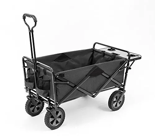 Mac Sports Collapsible Utility Wagon – Folding Table, Drink Holders & All-Terrain Wheels – Gray 1