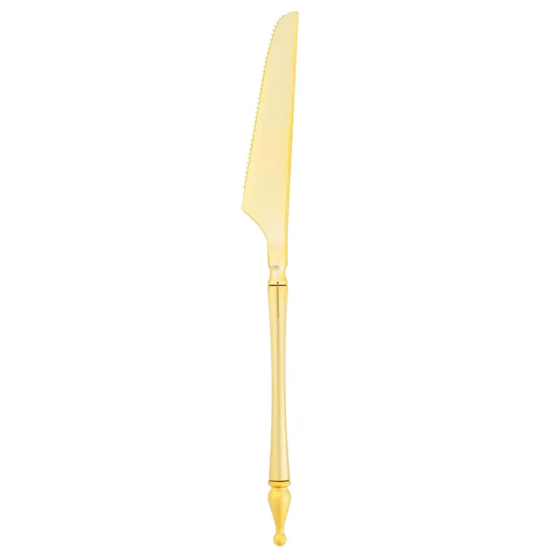 Majestic Gold-Trimmed Plastic Dinner Knife — Sleek Disposable Flatware 1