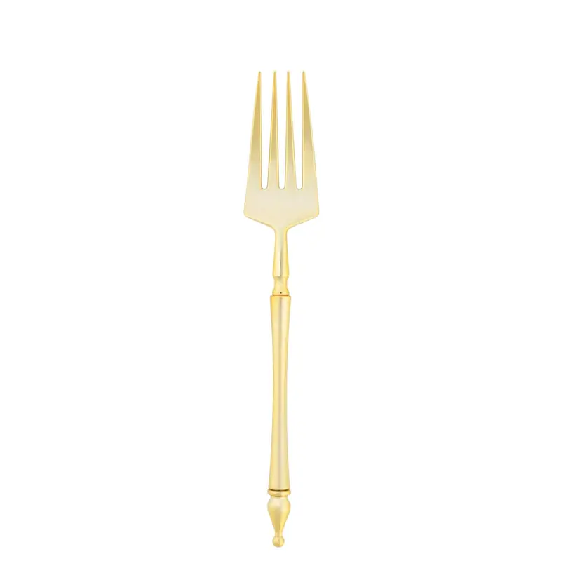 Majestic Gold-Trimmed Plastic Salad Fork — Refined Disposable Flatware 1