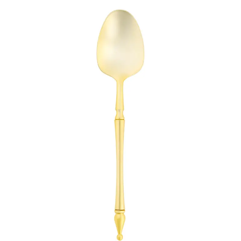 Majestic Gold-Trimmed Plastic Soup Spoon — Graceful Disposable Flatware 1