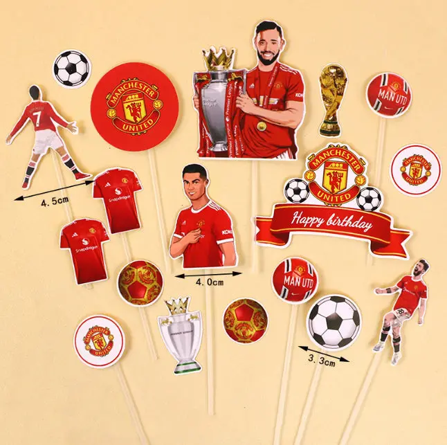 Manchester United Cupcake Toppers – 13-Piece Red Devils Themed Cake Decoration 1