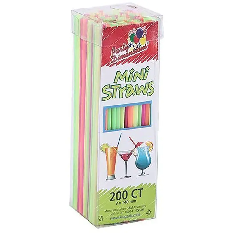 Mini Neon Plastic Straws – Vibrant Disposable Drinking Tubes 1