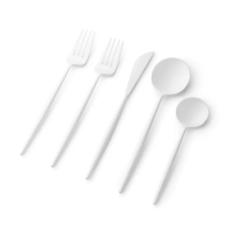 Noble Classic White Plastic Cutlery Set – 40-Piece Disposable Flatware 1