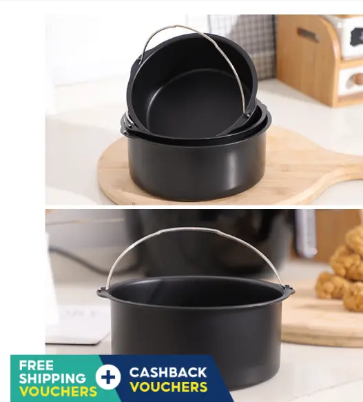 Non-Stick Multi-Use Cake Pan – 6/7/8 Inch Carbon Steel Round Mold For Air Fryer, Steaming & Baking 1