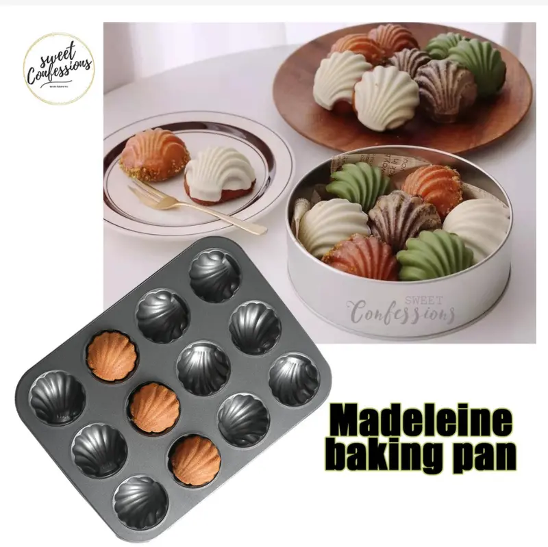 Non-Stick Seashell-Shaped Madeleine Pan – Metallic Baking Mold For Classic Shell Cakes 1