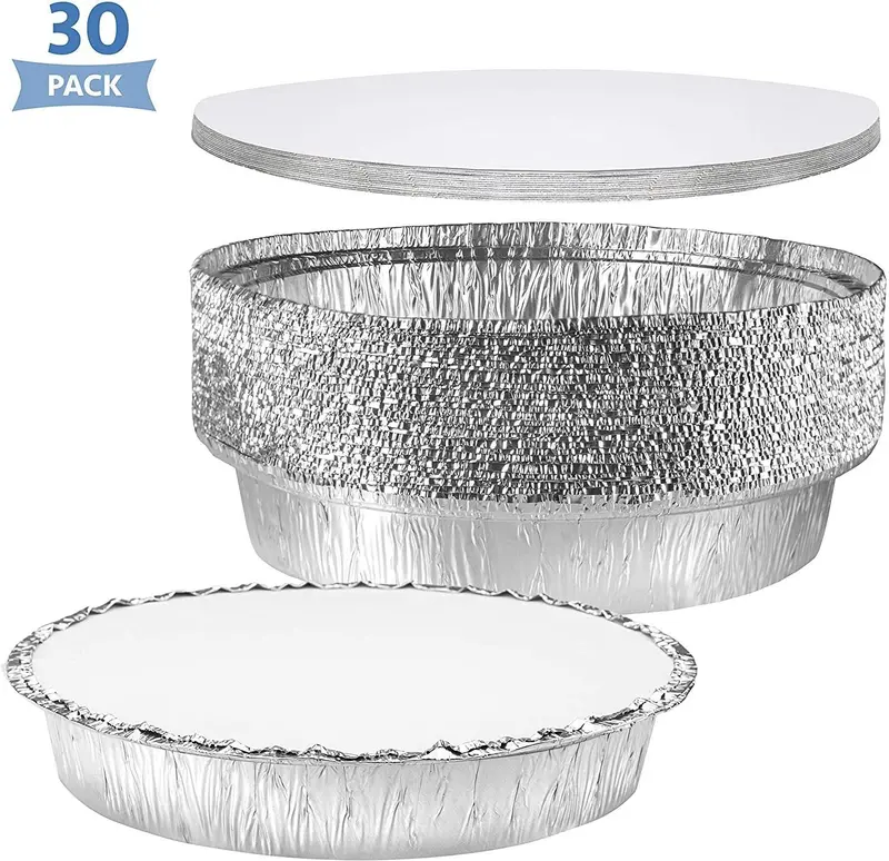 Nyhi 30-Pack 9-Inch Round Aluminum Pie Pans With Snap-On Foil Lids – Freezer- & Oven-Safe Disposable Baking Dishes 1