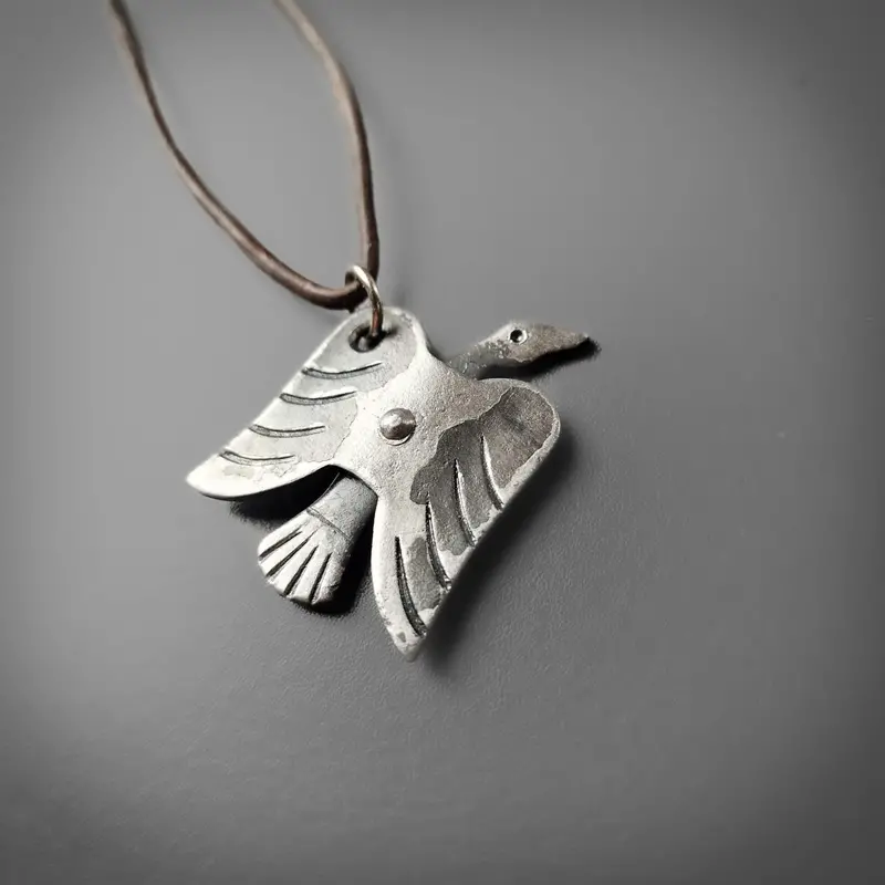 Odin’S Raven Forged Metal Pendant 1