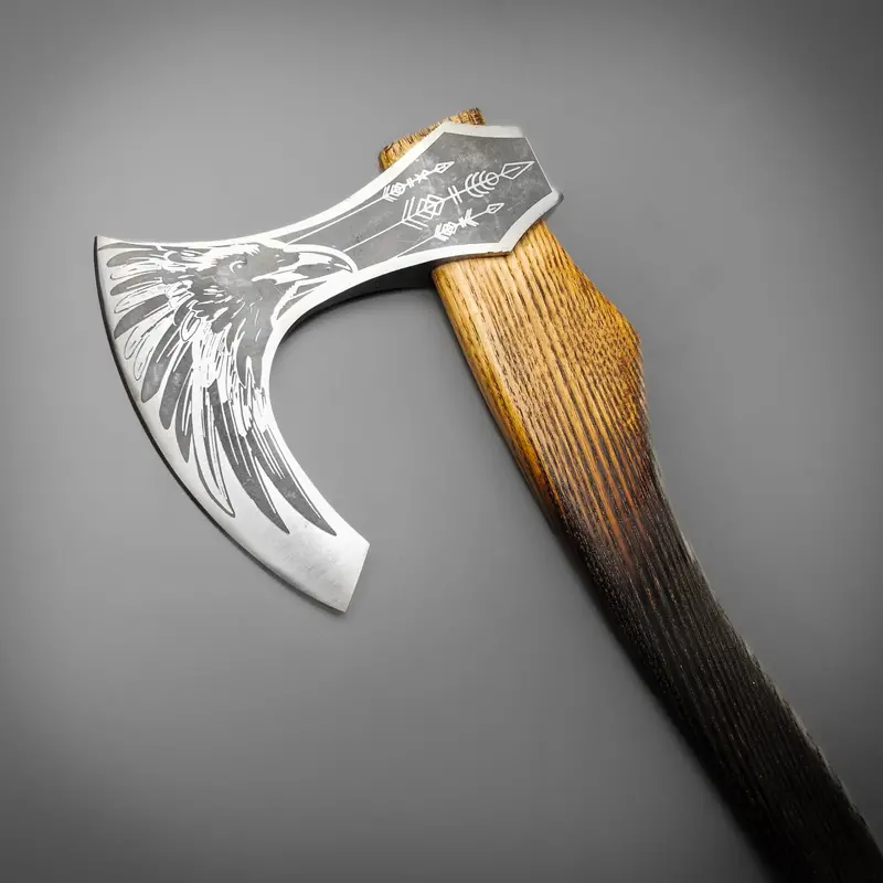 Odin'S Raven Themed Battle Axe 1