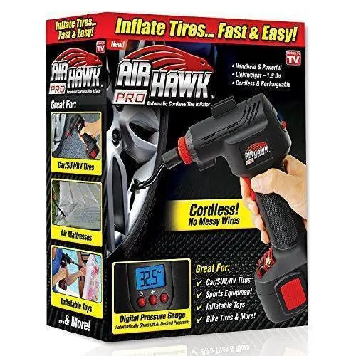 Ontel Air Hawk Pro Cordless Tire Inflator – Portable 20V Air Compressor With Digital Pressure Gauge, Led Work Light & Auto-Shutoff 1