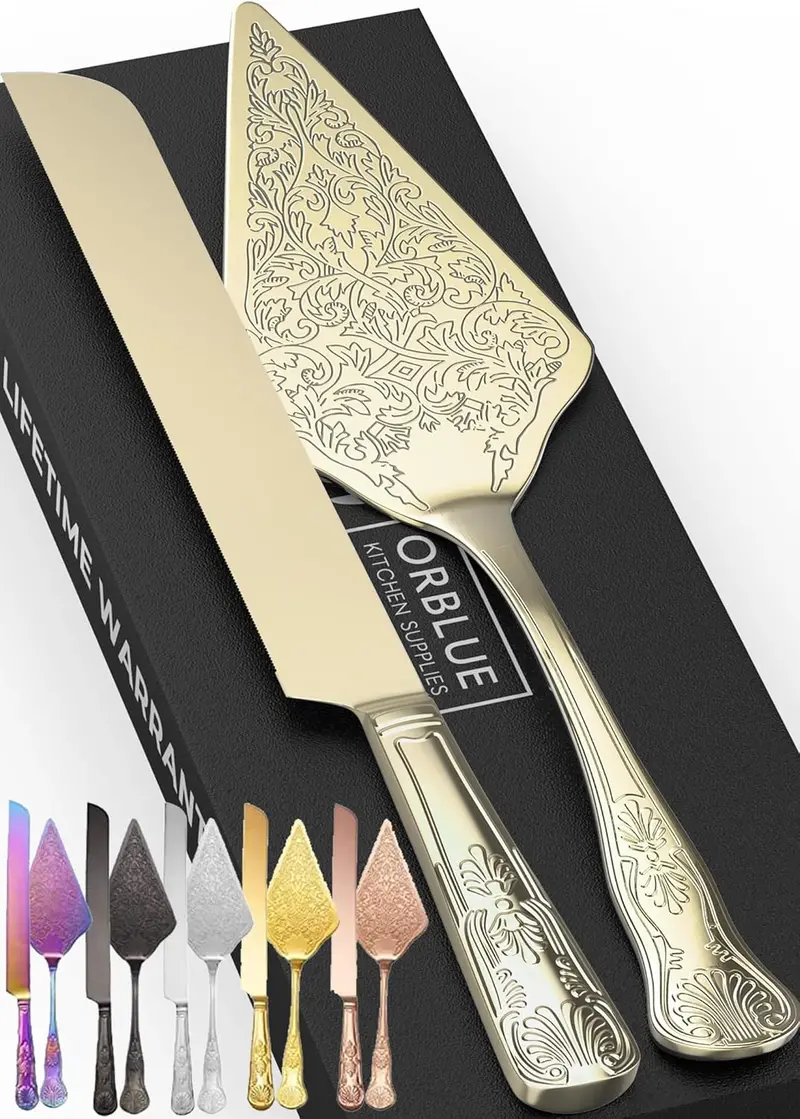 Orblue Engraved Wedding Cake Knife & Server Set – Elegant Keepsake Gift 1