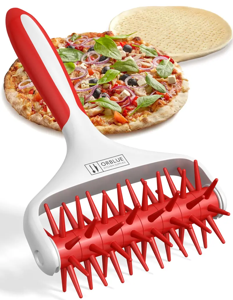 Orblue Pizza Dough Docker – Spiked Pastry Roller For Even Baking 1