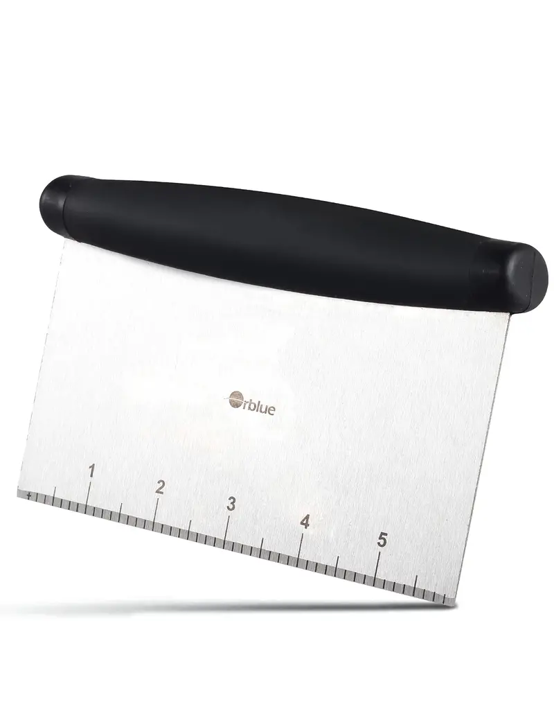 Orblue Stainless Steel Bench Scraper – Multipurpose Pastry & Pizza Dough Cutter With Rigid Blade 1