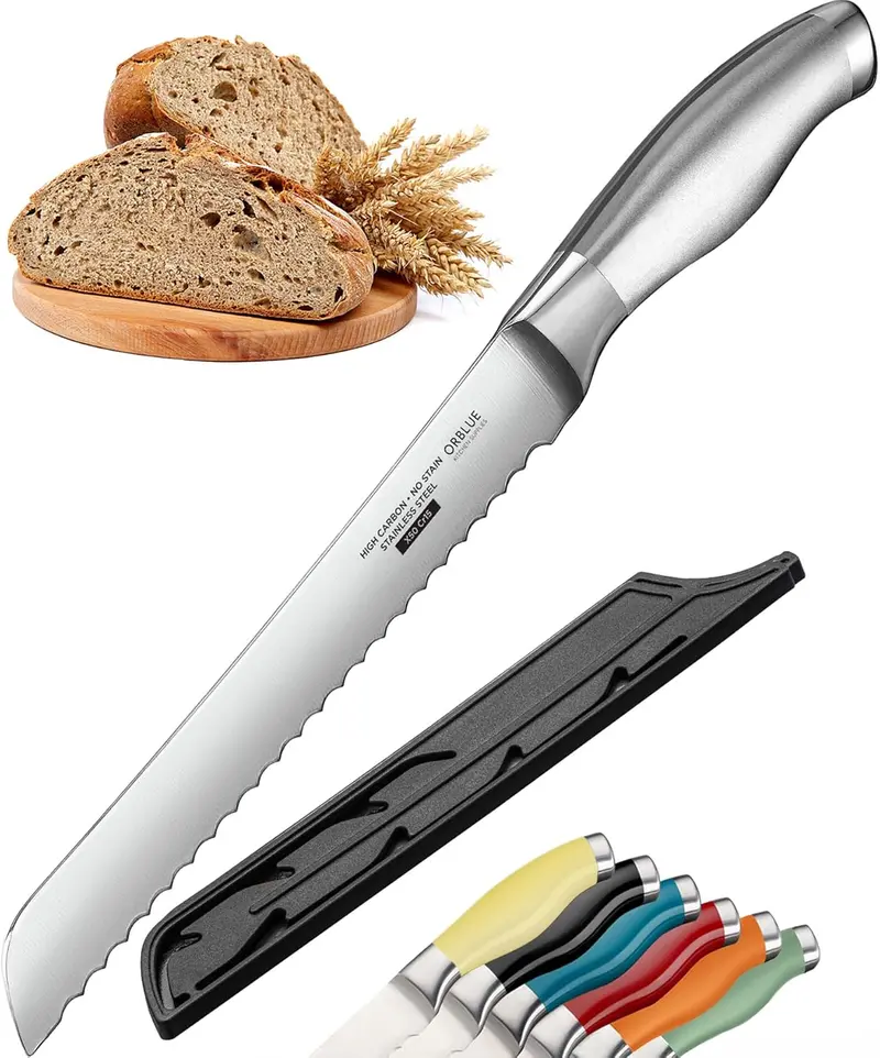 Orblue Wavy-Edge Serrated Bread Knife – 8-Inch Razor-Sharp Blade For Crusty Breads And Delicate Cakes 4