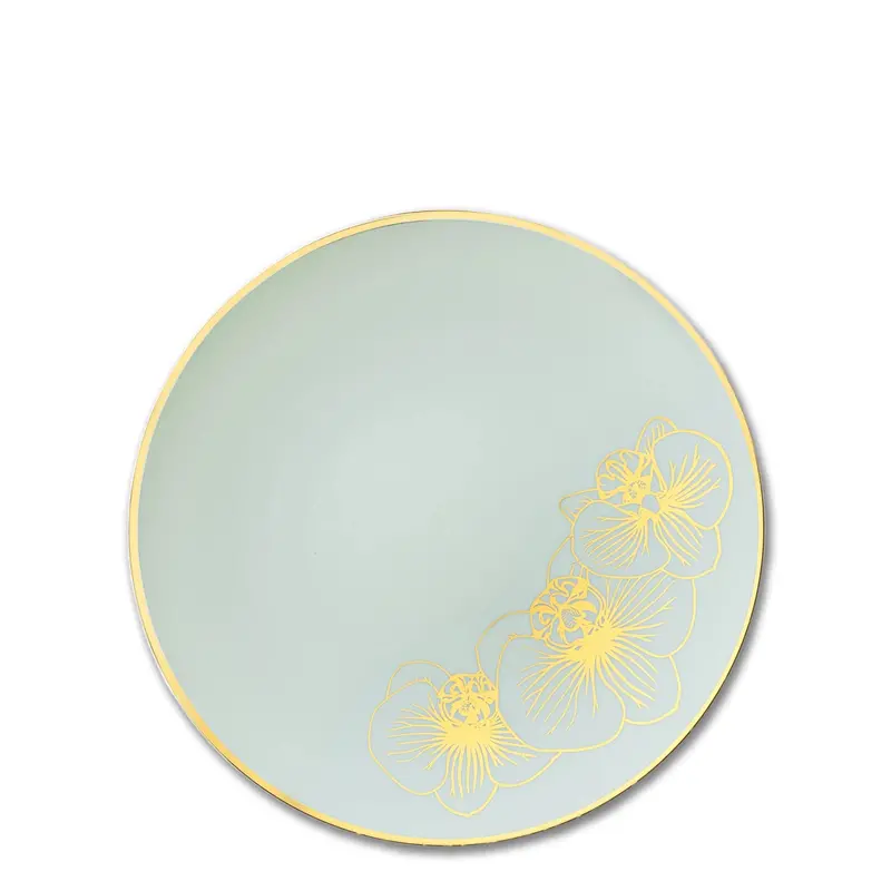 Orchid Antique Turquoise & Gold 7.5-Inch Dessert Plates – Stylish Disposable Serving Plates (10-Pack) 1