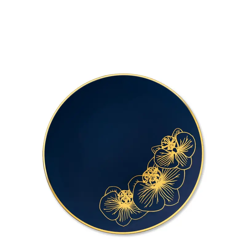 Orchid Royal Blue And Gold 7.5-Inch Disposable Dessert Plates (10-Pack) 1