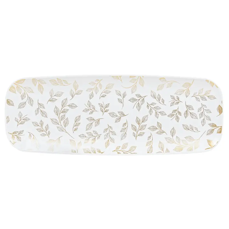 Organic-Style 17.5-Inch White Rectangular Plastic Tray – Eco-Conscious Disposable Serving Tray 1