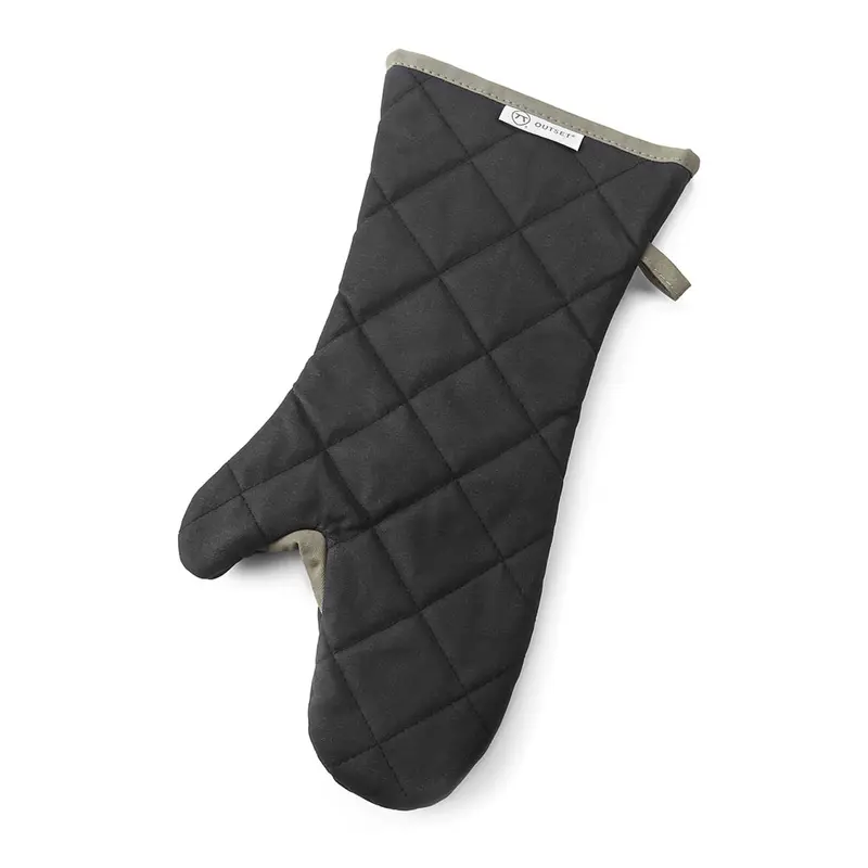 Outset 76177 Heavy-Duty Cotton Grill Mitt – Black Heat-Resistant Glove 1
