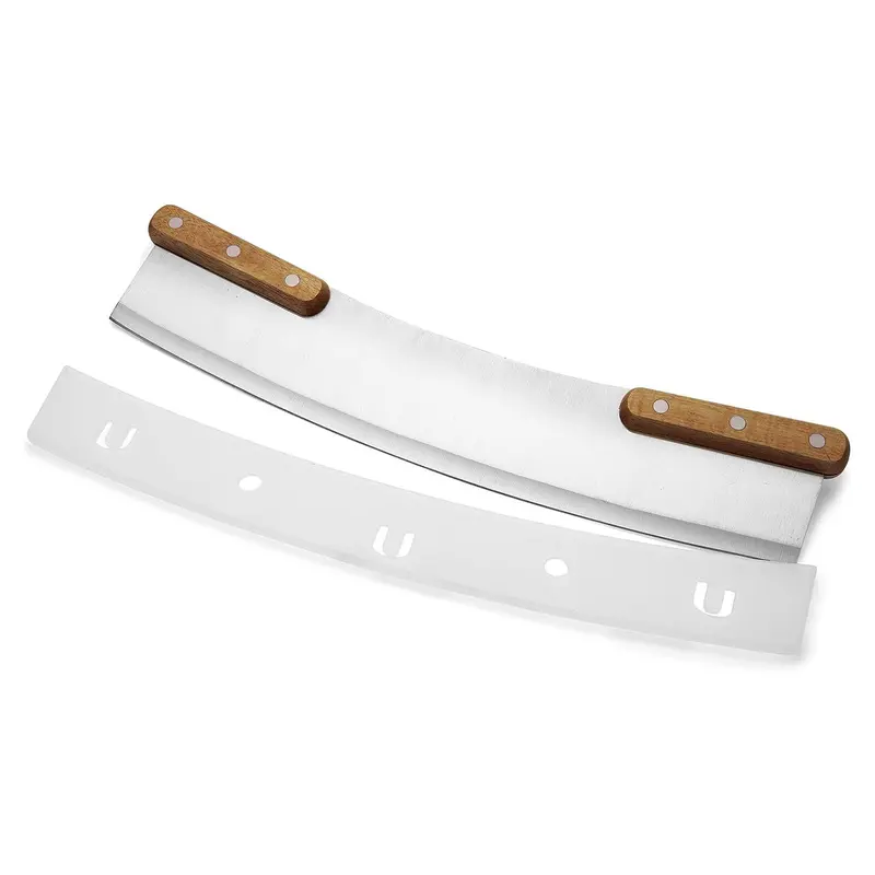 Outset Acacia Wood Pizza Rocker Knife With Protective Storage Case (76615) 1