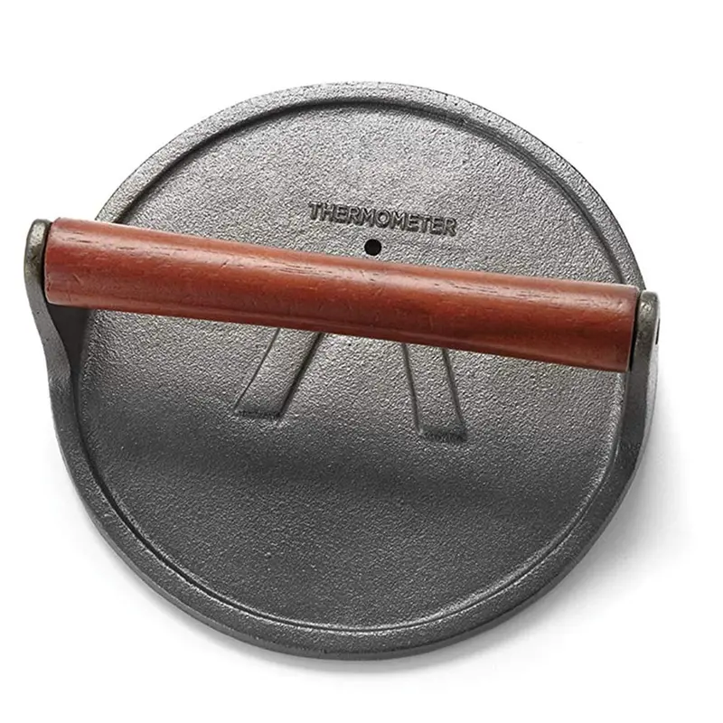 Outset Cast Iron Round Grill Press For Even Searing 1