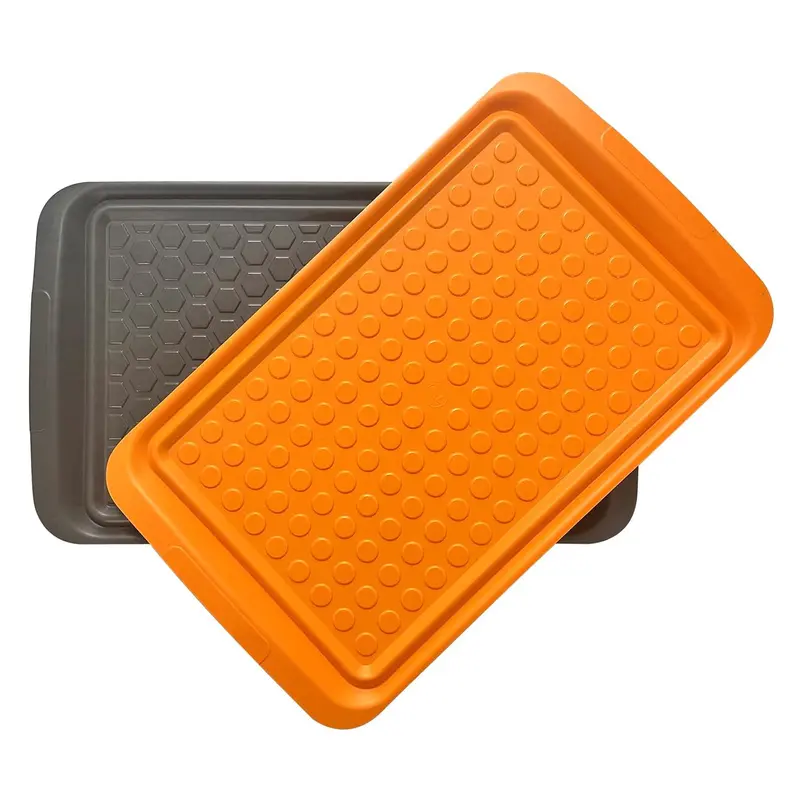 Outset Dual-Large Grill Prep Trays – Orange & Black, 10.5" X 17.25" (66622) 1