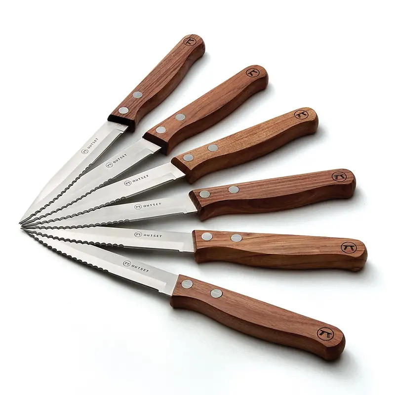 Outset Rosewood Steak Knife Set – 6-Piece Premium Carving Collection 1