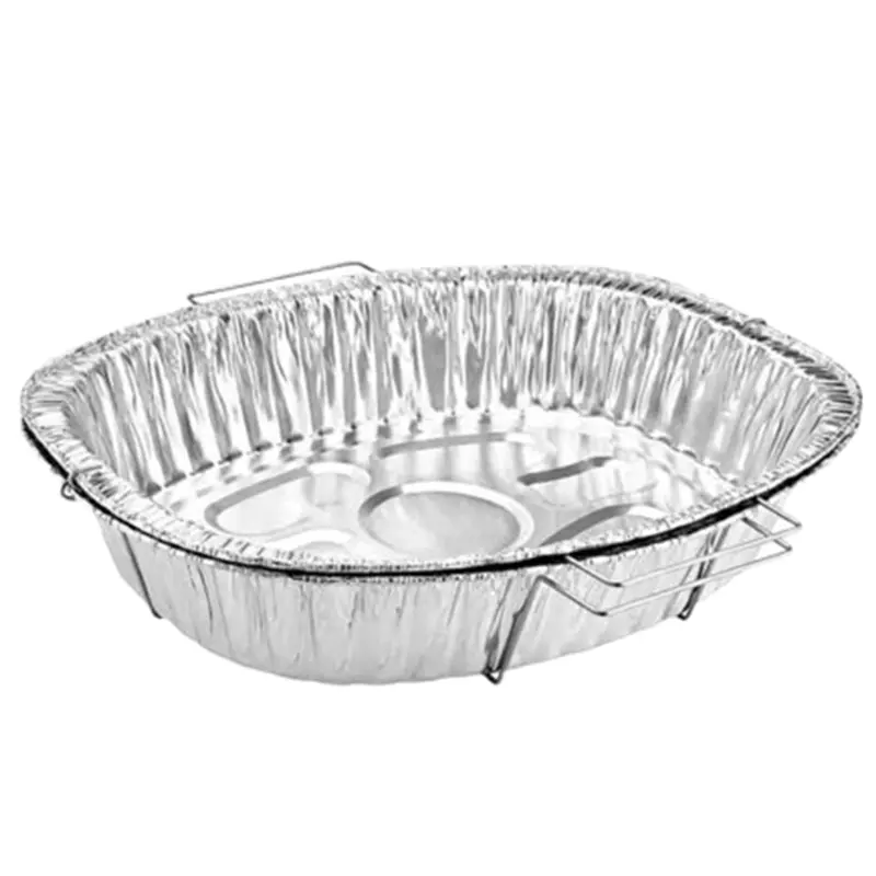 Oval 17.75" X 17" X 3.25" Turkey Roasting Pan With Handles 1