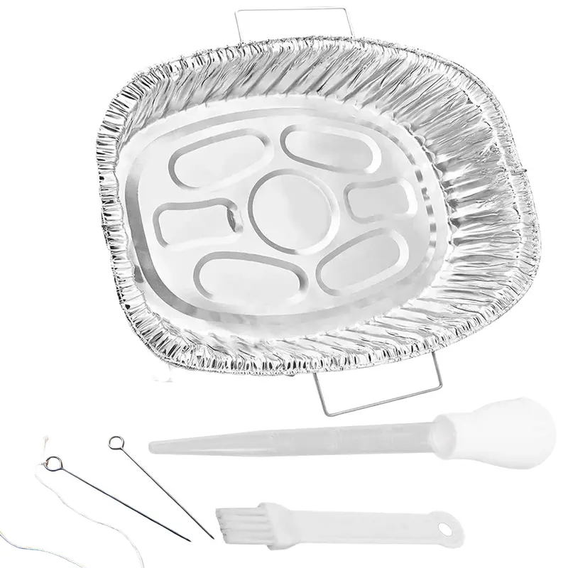 Oval Aluminum Turkey Roasting Pan With Handles + Free 3-In-1 Basting Kit 1