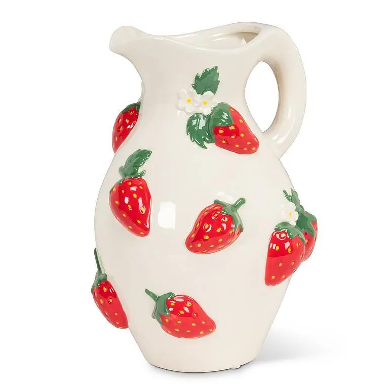 Oversized Ceramic Jug With Strawberry Decor 1