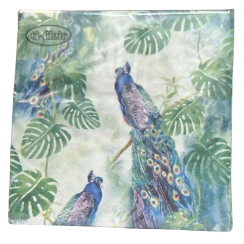 Peacock Tropical Lunch Napkins – 20-Pack Vibrant Exotic Design 1