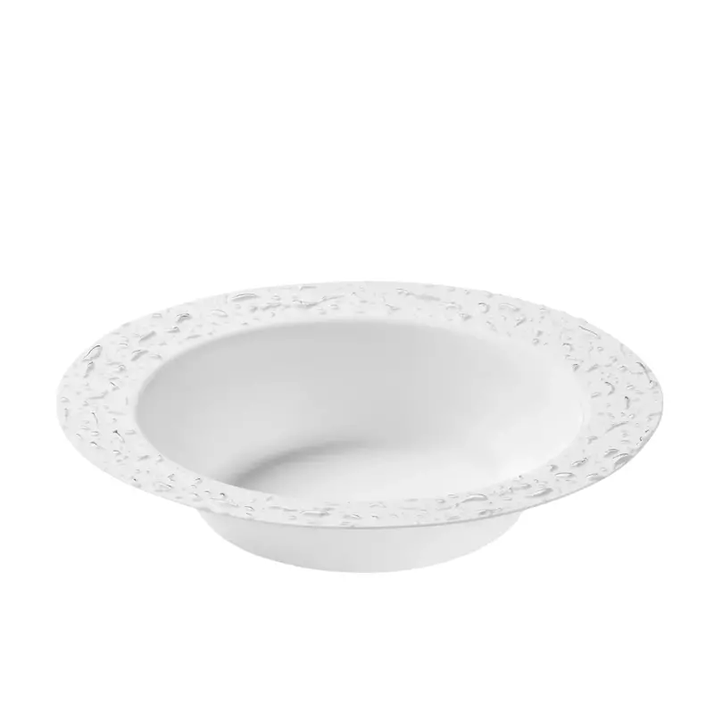 Pebbled 12 Oz White & Silver Disposable Serving Bowl – Pack Of 10 1