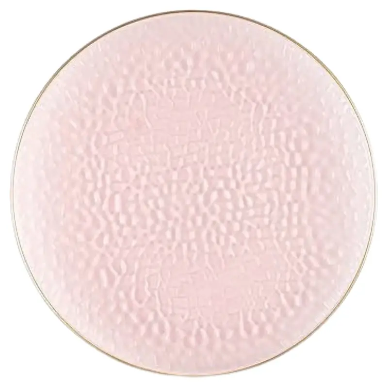 Pink 10-Inch Hammered Disposable Dinner Plate With Gold Border 1