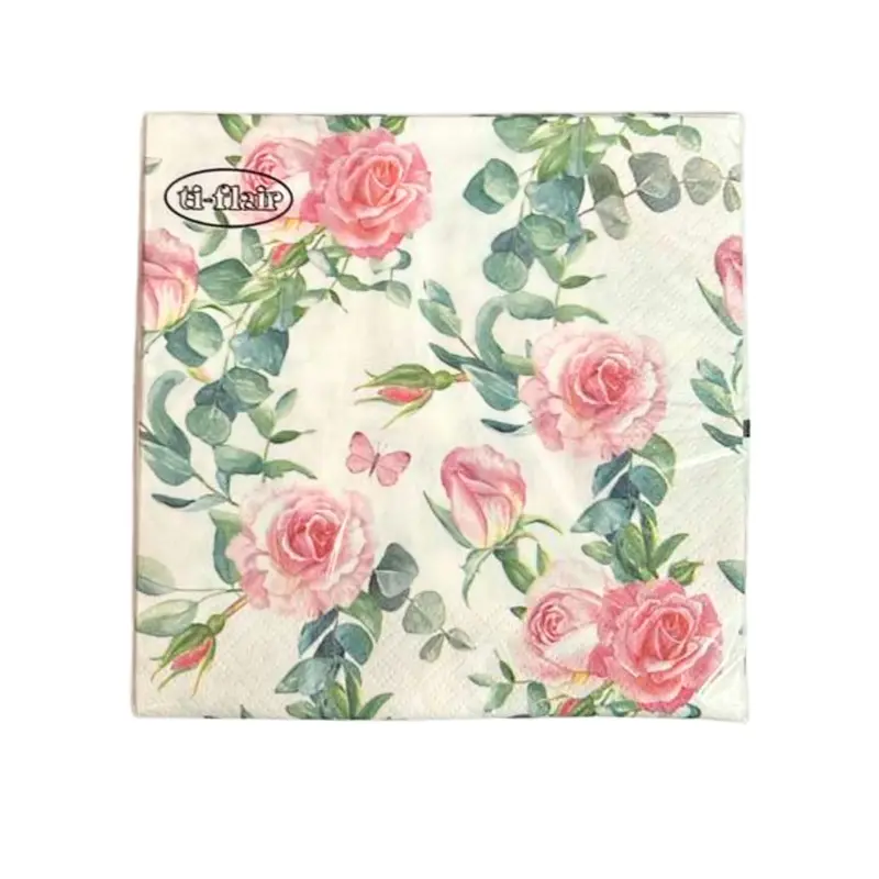 Pink Rose Lunch Napkins – 20-Pack Romantic Floral Design 1