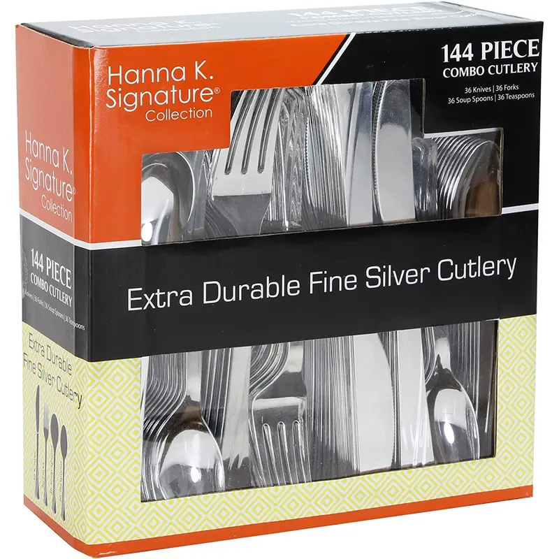 Premium Heavyweight Silver Plastic Cutlery Combo Pack – 144-Piece 1
