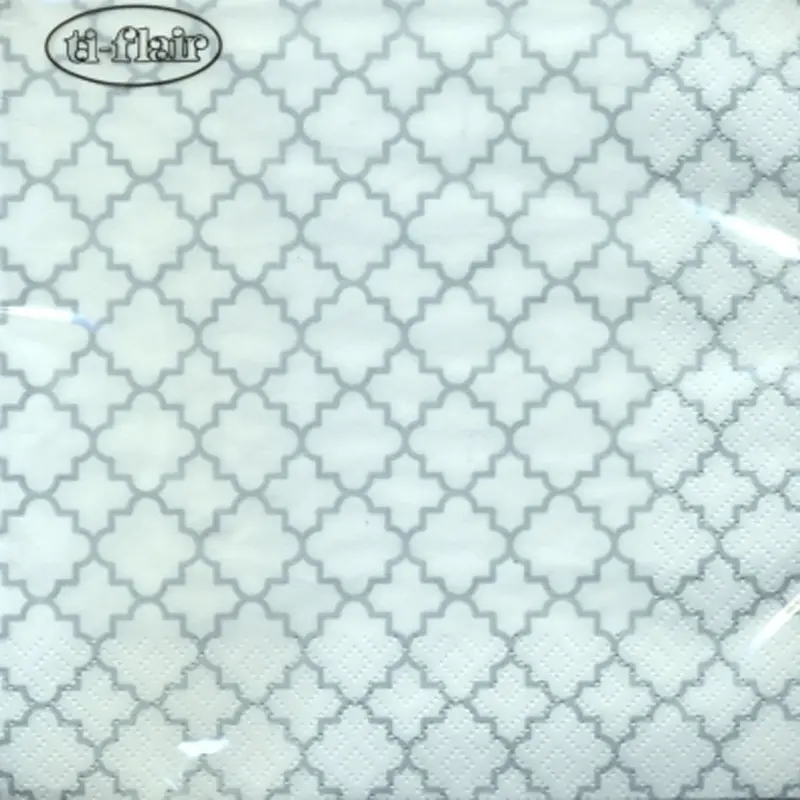 Quatrefoil Embossed White & Silver Disposable Lunch Napkins – 20-Pack 1