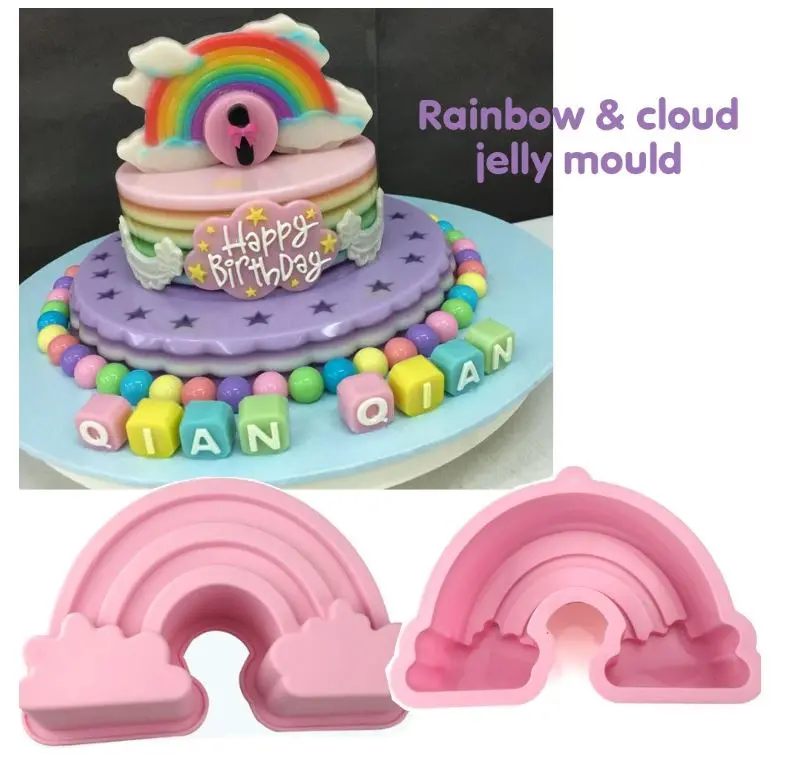 Rainbow Clouds Silicone Mold For Agar-Agar Jelly, Mirror Glaze Cakes, And Artistic Sweets 1