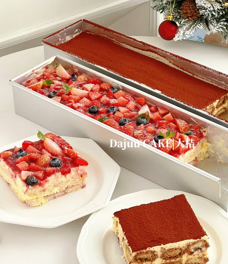 Rectangular Tiramisu Baking Pan – Durable Aluminum-Stainless Steel Long Cake Tray 1