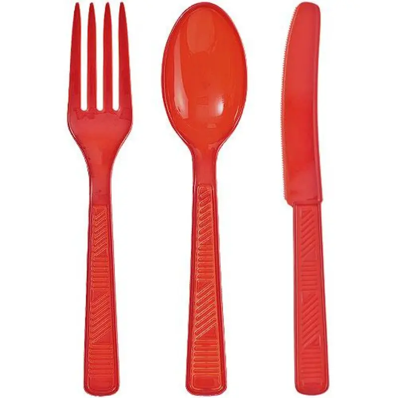 Red Disposable Cutlery Set 1
