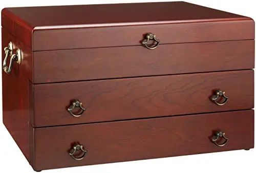 Reed & Barton Bristol Grande Mahogany Flatware Chest – 43-Piece Luxury Silverware Storage Case 1