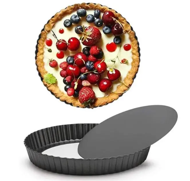 Removable-Bottom Tart Pan Set: 8", 10", And 12" Round Flan & Fruit Pie Molds 1