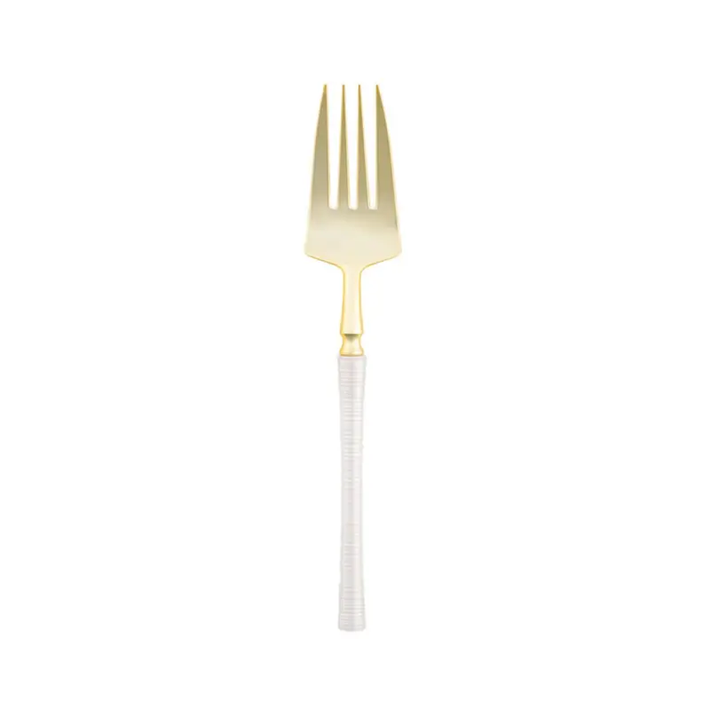 Ribbed Pearl-And-Gold 6.25-Inch Disposable Salad Forks 1
