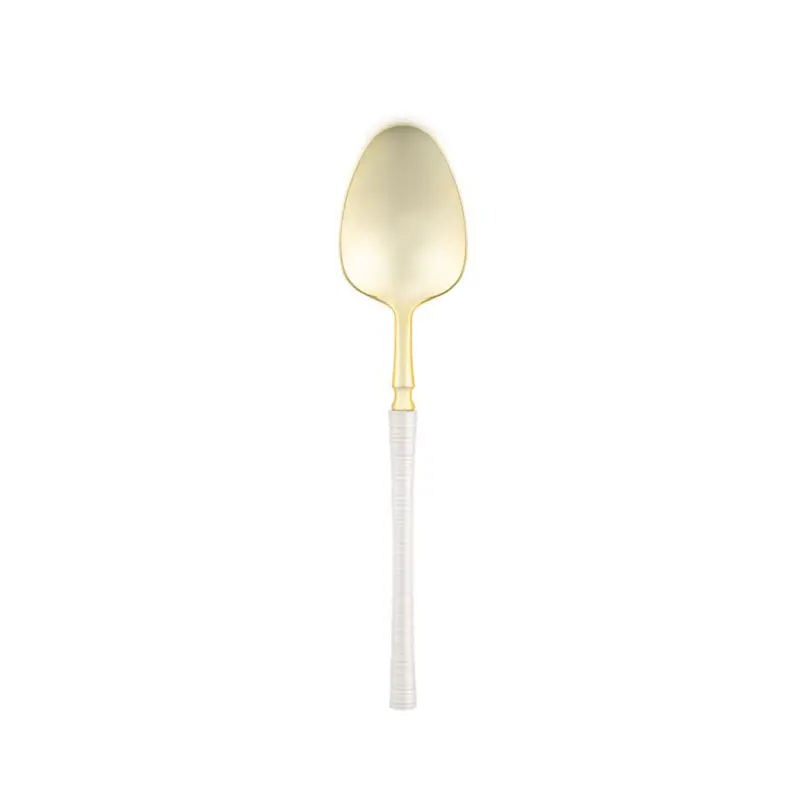 Ribbed Pearl-And-Gold 6.25-Inch Disposable Teaspoons 1