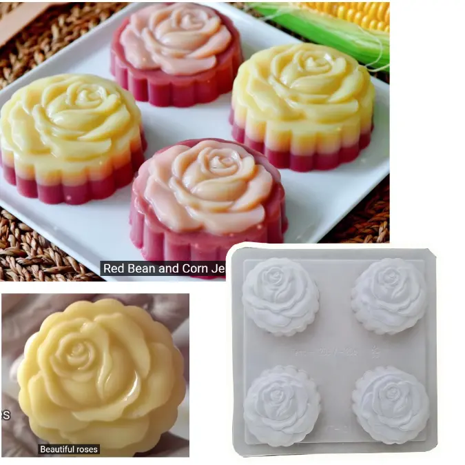 Rose-Embossed Mooncake Mold – Reusable Plastic Jelly & Snowskin Cake Shaping Tool 1