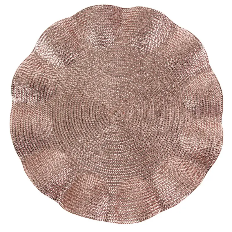 Rose Gold Braided Plastic Charger Plates – 14.5-Inch, 2-Pack 1